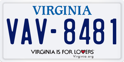 VA license plate VAV8481
