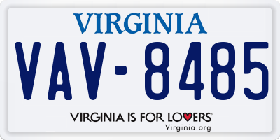 VA license plate VAV8485