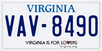 VA license plate VAV8490