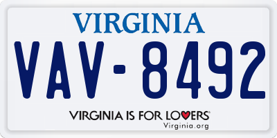 VA license plate VAV8492