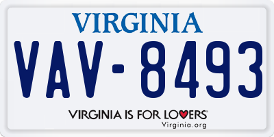 VA license plate VAV8493