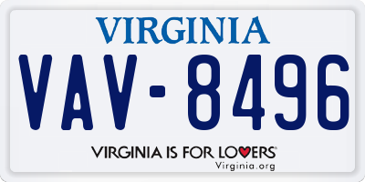 VA license plate VAV8496