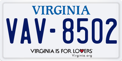 VA license plate VAV8502