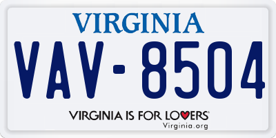 VA license plate VAV8504