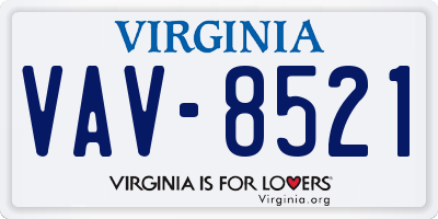VA license plate VAV8521