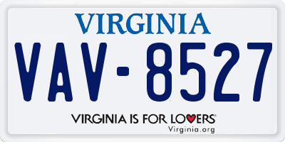 VA license plate VAV8527