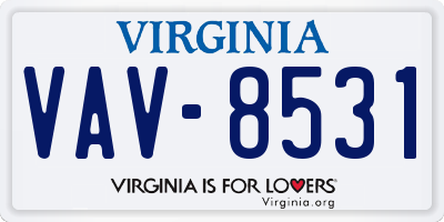 VA license plate VAV8531
