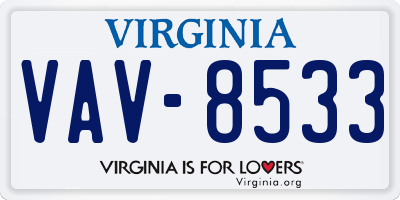 VA license plate VAV8533