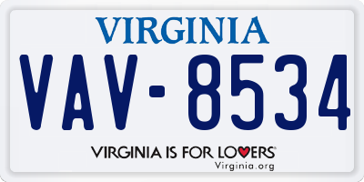 VA license plate VAV8534