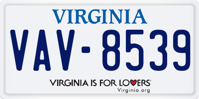 VA license plate VAV8539