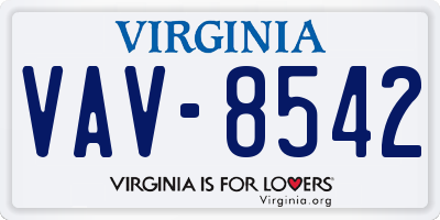 VA license plate VAV8542