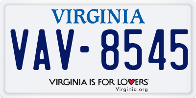 VA license plate VAV8545