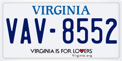 VA license plate VAV8552