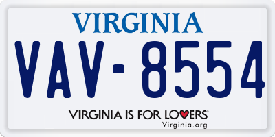VA license plate VAV8554