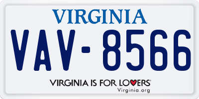 VA license plate VAV8566