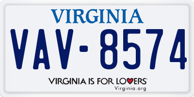 VA license plate VAV8574