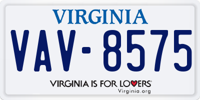 VA license plate VAV8575