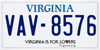 VA license plate VAV8576