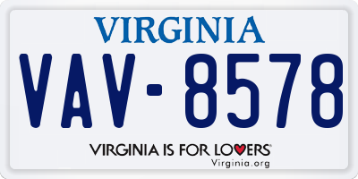 VA license plate VAV8578
