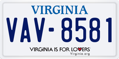 VA license plate VAV8581