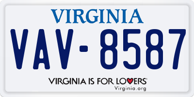 VA license plate VAV8587