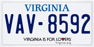 VA license plate VAV8592