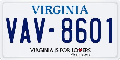 VA license plate VAV8601