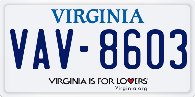 VA license plate VAV8603