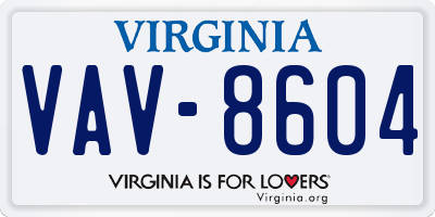 VA license plate VAV8604