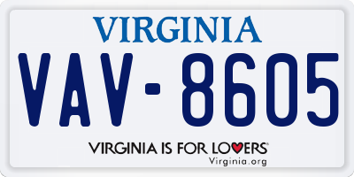 VA license plate VAV8605
