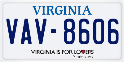 VA license plate VAV8606