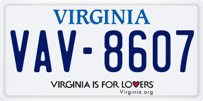 VA license plate VAV8607