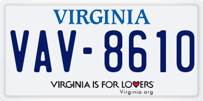 VA license plate VAV8610