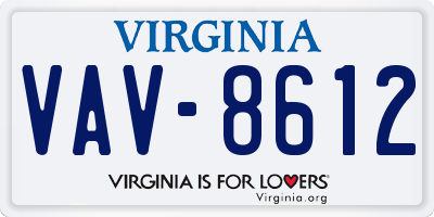 VA license plate VAV8612
