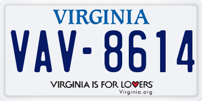 VA license plate VAV8614