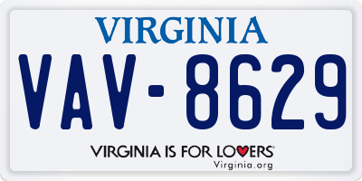 VA license plate VAV8629