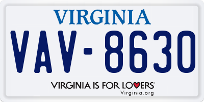 VA license plate VAV8630