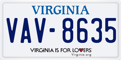 VA license plate VAV8635
