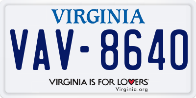 VA license plate VAV8640