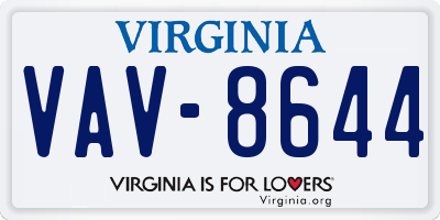 VA license plate VAV8644