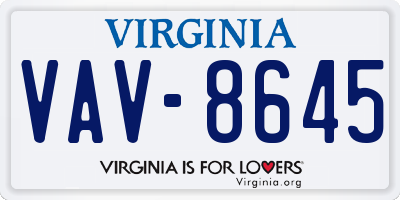 VA license plate VAV8645