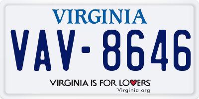 VA license plate VAV8646