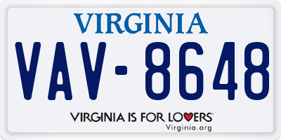 VA license plate VAV8648