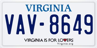 VA license plate VAV8649