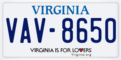 VA license plate VAV8650
