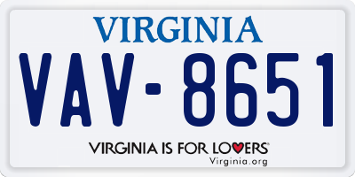 VA license plate VAV8651