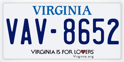 VA license plate VAV8652