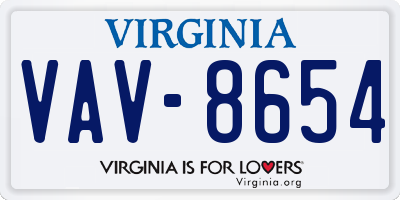 VA license plate VAV8654