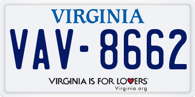 VA license plate VAV8662