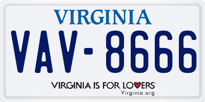 VA license plate VAV8666